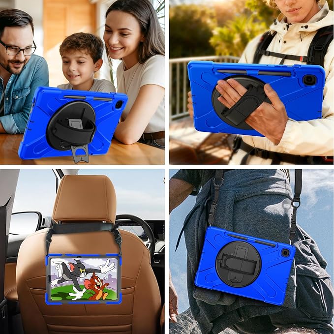 Gerutek Case for Samsung Galaxy Tab S10 FE+/ S10 FE Plus 2025 13.1 Inch Full-Body Drop Protective Case with Screen Protector Pen Holder 360° Rotate Hand Strap &amp StandShoulder Strap Black
