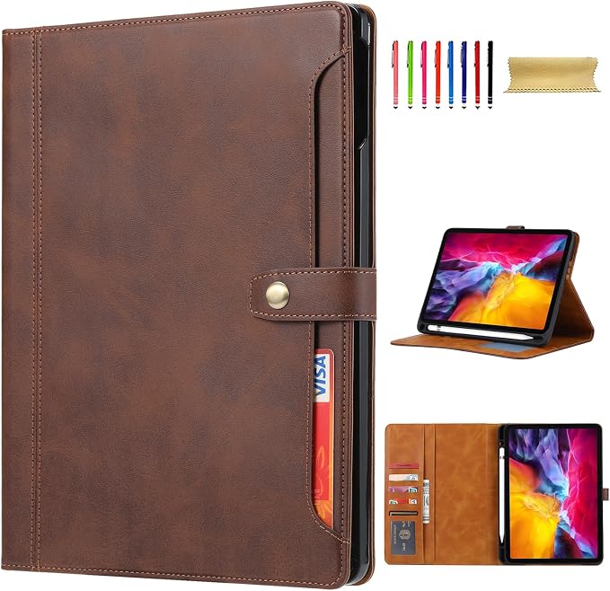 Flip Case for Apple iPad 10.2 9th 8th 7th Generation 2021/2020/2019 Pencil Holder Smart Cover Auto Sleep Wake Protective Documents Pocket Stand Snap Closure Case for iPad 10.2 Inch Black