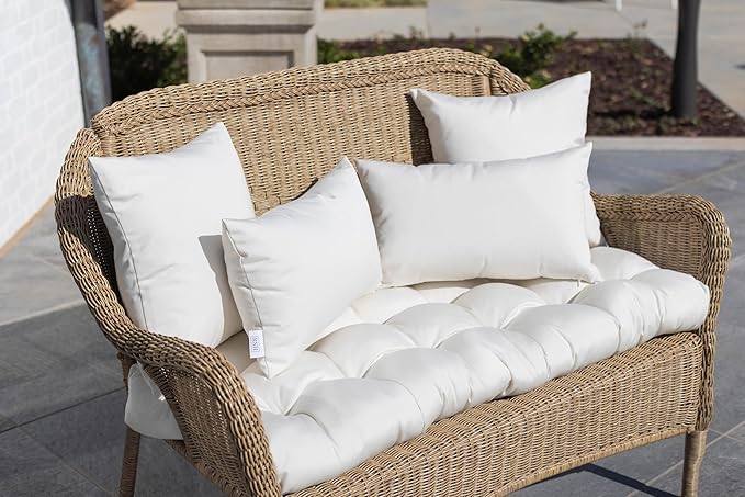 RSH DECOR: Sunbrella Square Throw Pillows Set of 2 | 20" x 20" | Water and Fade-Resistant Performance Fabric | Outdoor Pillow Covers with Down-Alternative Inserts | Canvas White