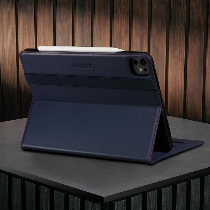 TORRO Case Compatible with iPad Pro 11” M5 / M4 (2025/2024) – Premium Leather iPad Pro 11” 2025/2024 Case with Stand Function Apple Pencil Connectivity and Wake/Sleep Function (Black)