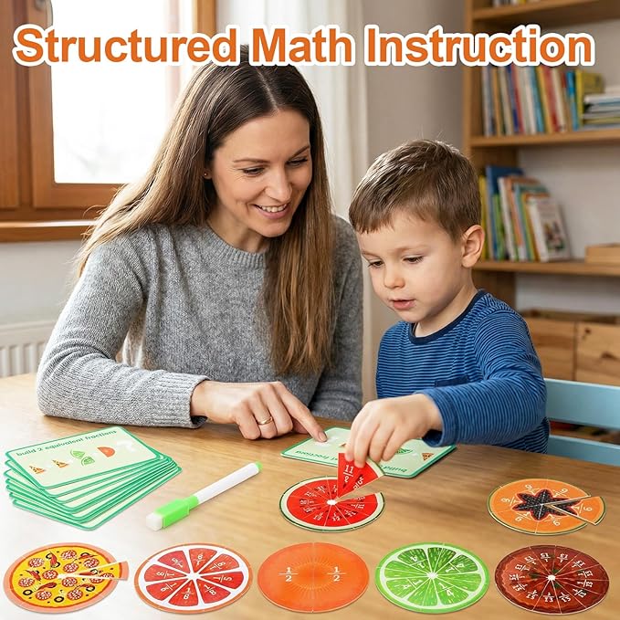Magnetic Fraction Tiles & Circles Magnetic Math Manipulatives 2nd, 3rd, 4th, 5th Grade for Elementary Teachers Fraction Manipulatives School Homeschool Classroom Whiteboard Teaching Supplies