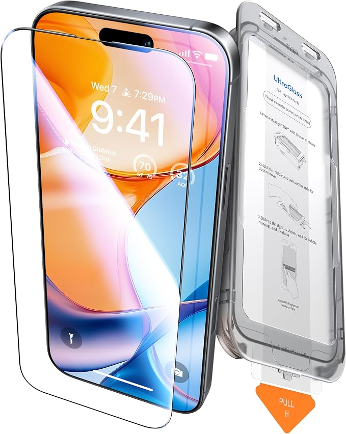 UltraGlass TOP 9H+ Armor for iPhone 15 Pro Max Screen Protector [NO.1 Military Grade Shatterproof] Screen Protector 15 Pro Max Tempered Glass [Longest Durable] Full Coverage 2 Pack