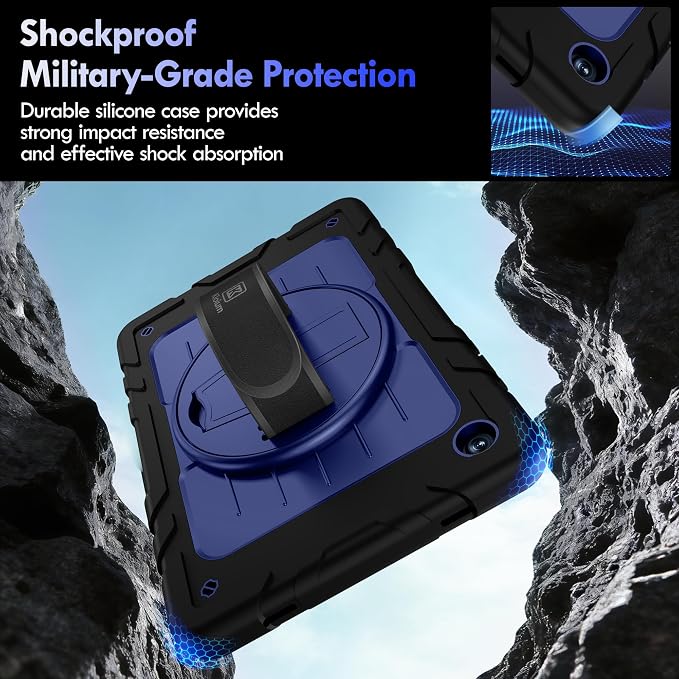 Case for Galaxy Tab A11 Plus 11 Inch 2025 and Galaxy Tab A9 Plus 11 Inch 2023 Heavy Duty Shockproof Rugged Protective Case with 360 Rotating Stand Kickstand Hand Strap and Shoulder Strap
