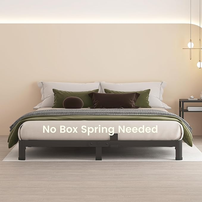 MAF 4 Inch King Metal Platform Bed Frame with Round Corner Legs, 3000 LBS Heavy Duty Steel Slats Support, Noise Free, No Box Spring Needed, Easy Assembly