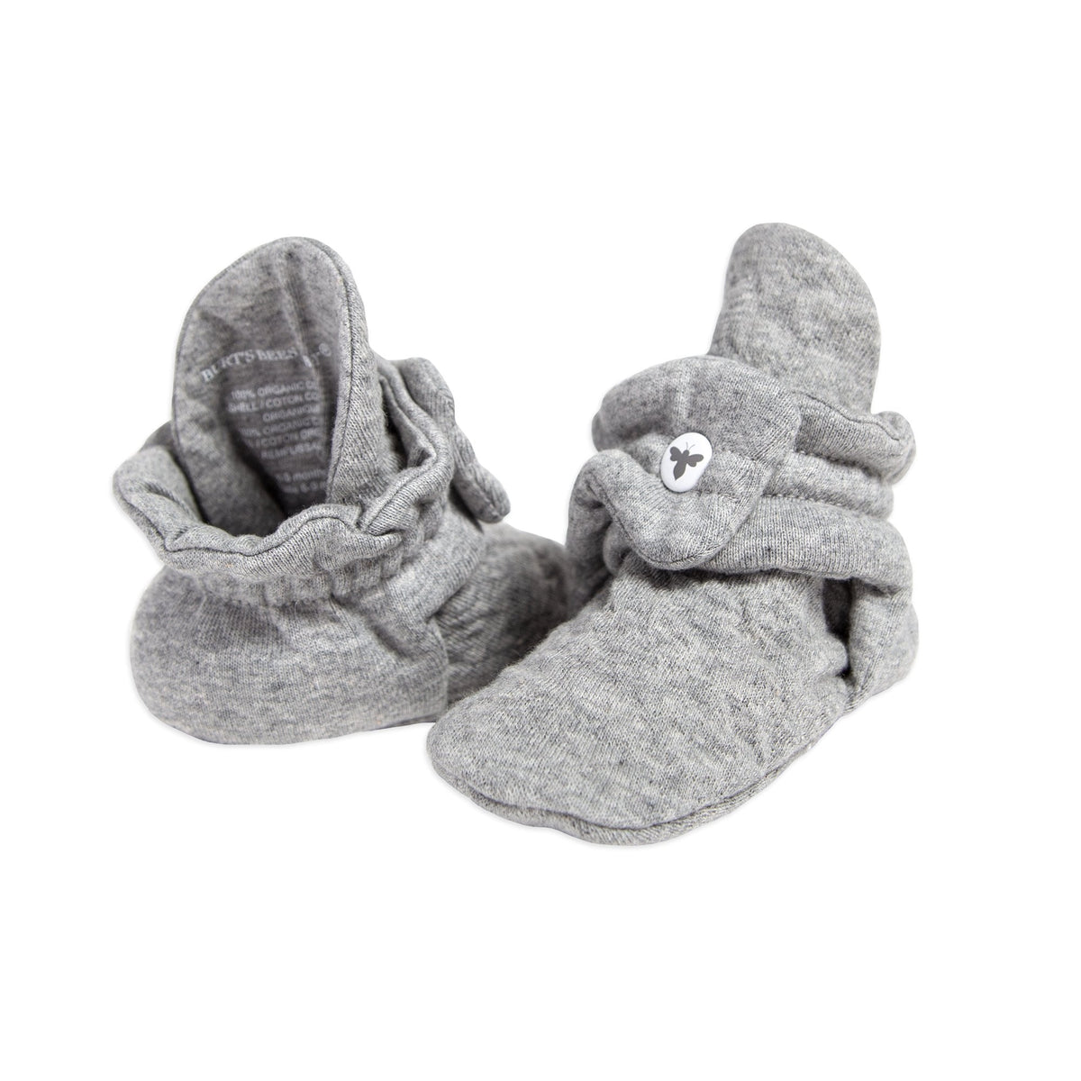 Burt's Bees Baby Unisex Baby, Boys Girls Quilted Booties, 100% Organic Cotton, Heather Grey 0-3 Months