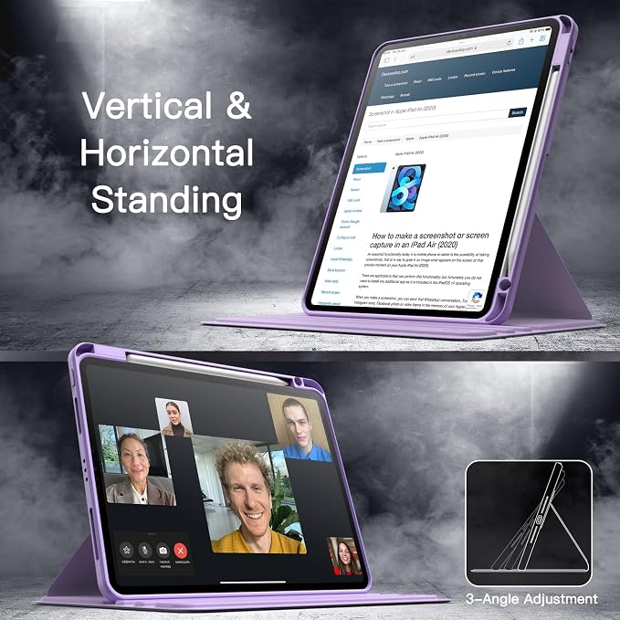 JETech Rotating Case Cover for iPad Pro 11 4/3 Black | For 2022/2021 Model 360° Rotation Stand Clear Back Design Auto Wake/Sleep Pencil Holder Full Protection