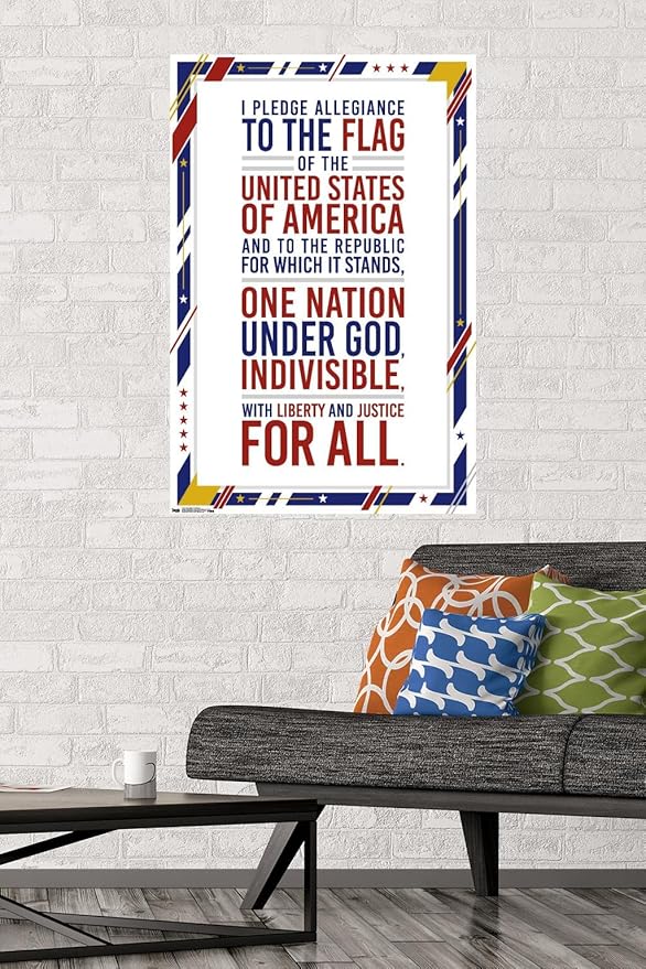 Trends International The United States Of America - Pledge Of Allegiance Wall Poster, 22.375" x 34", Premium Poster & Mount Bundle
