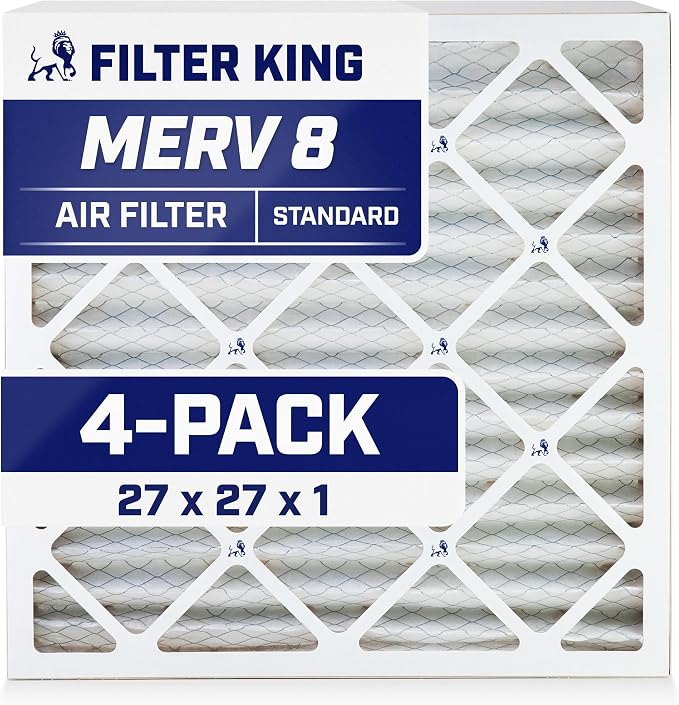 Filter King 27x27x1 Air Filter | 4-PACK | MERV 8 HVAC Pleated A/C Furnace