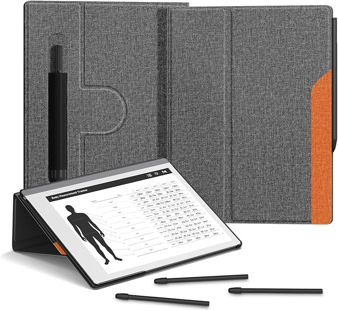 Case for Remarkable 2 Paper Tablet 10.3 2020 Released Fabric Folio Cover with Pen Pocket Stable Stand Design Black &amp Light Cork (Exclusive Templates Provided)