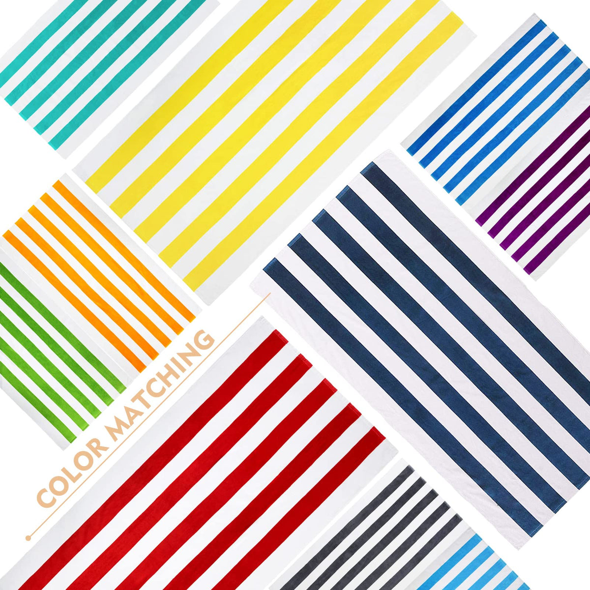 Exclusivo Mezcla 100% Cotton Pool Beach Towel, Large Cabana Stripe Towel