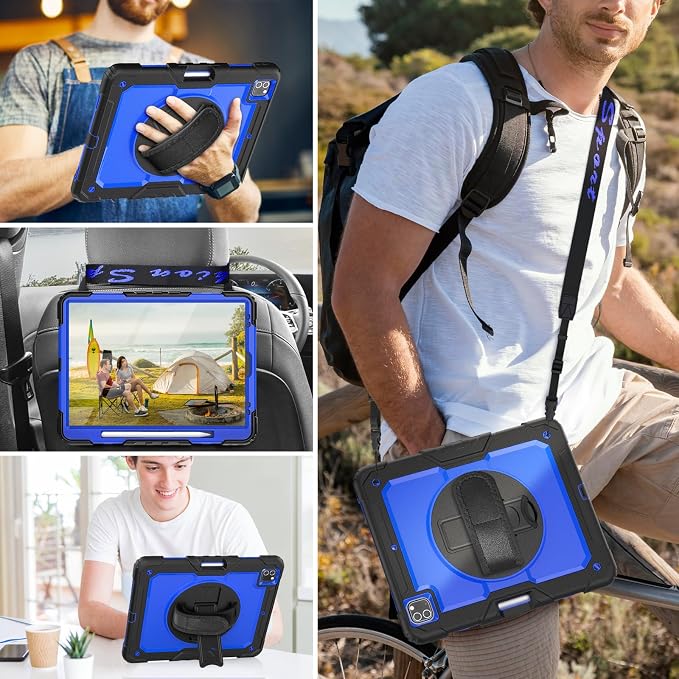 HXCASEAC Case for iPad Pro 12.9 Case (6th 5th 4th 3rd Generation) Shockproof Design | Pencil Holder | Hand Strap | Screen Protector | Heavy Duty Protective iPad 12.9 inch 2022/2021/2020/2018 - Black