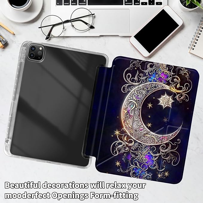 for iPad 10.2 &amp 10.5/iPad 9th/8th/7th Generation 10.2 2021 2020 2019 Case Mutil Angles Folding Y-Shaped Stand Cover with Pencil Holder Auto Wake/SleepAmerican Flag and Cow
