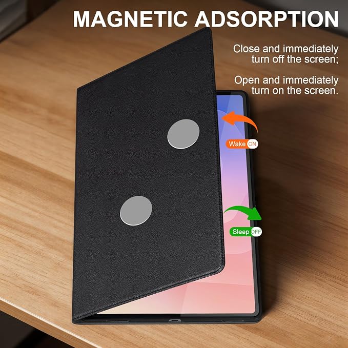 Leather Case for Samsung Galaxy Tab S11 Ultra 14.6 2025 Black | Business Folio Cover with Pencil Holder Magnetic Closure Auto Wake/Sleep Multi-Angle Stand