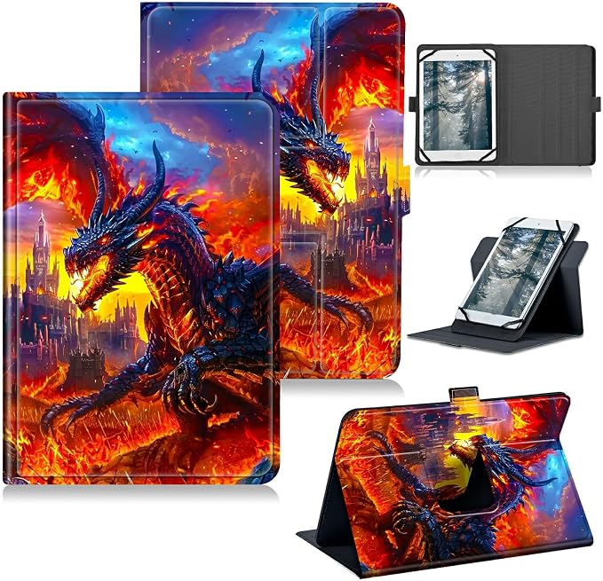for Walmart Onn 10.1 2024 Onn 10.1 Gen 4 Universal Tablet Case 360 Degree Rotating Kickstand Protective Stand Case with Multiple Viewing PU Leather Shell Case Black Book Cat