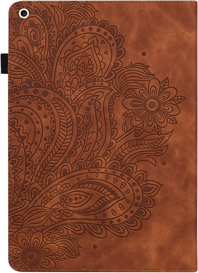 for Apple iPad 10.2 Case 9th/8th/7th Generation Cover (2021/2020/2019) with Auto Wake/Sleep Ultra Thin Lightweight Trifold Stand Folio PU Leather &amp Hard Back Hybrid Cover Almond Blossom