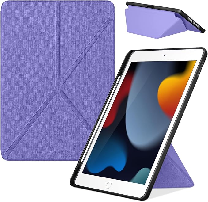 DTTO Foldable Case for for iPad 9th/8th/7th Generation 10.2-inch Black | Origami Magnetic Standing Cover with Pencil Holder，Vertical &amp Horizontal angles Auto Sleep/Wake