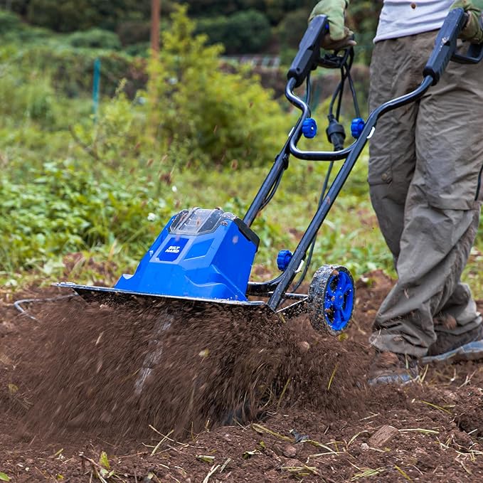 BILT HARD 16-Inch Corded Garden Tiller Cultivator, 13.5-Amp 6 Steel Tines Tillers with Adjustable Wheels & Foldable Handle, 8-Inch Tillling Depth Electric Rototiller for Lawn/Yard/Garden Soil Digging