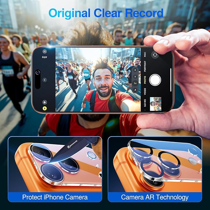 SMARTDEVIL (3+3 Pack HD Clear Screen Protector for iPhone 14 Pro Max with 3 Camera Lens Protectors 9H Tempered Glass Shatter-Resistant SmartPull Dust &amp Bubble-Free Install Frame Case-Friendly
