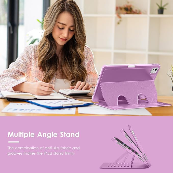 VIKESI Case for iPad Pro 11 inch (M5/M4) 2025/2024Multiple Angles Magnetic Stand CoverShockproof BackPencil Holderand Auto Sleep/WakeBlack