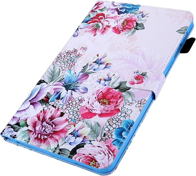 for Galaxy Tab A 8.4 Case 2020 Model (SM-T307/T307U) with Pencil Holder Pockets Multi-Angle Viewing Folio Stand PU Leather Shockproof TPU Cover for Samsung Tab A 8.4 T307 Black Rose Flower