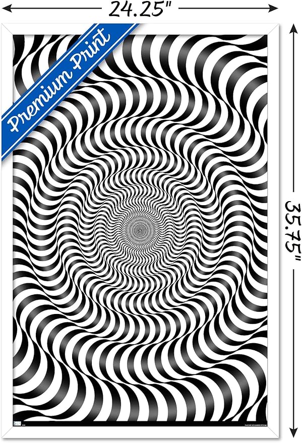 Trends International Zebra Stripe Optical Illusion Wall Poster, 22.375" x 34", White Framed Version