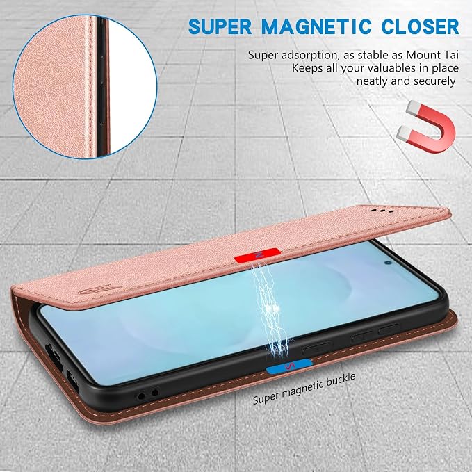 ZZXX for Samsung Galaxy S25 Wallet Case with [RFID Blocking] Card Slot Stand Strong Magnetic Leather Flip Fold Protective Phone Case for Samsung Galaxy S25 Case Wallet(Black-6.2 inch)