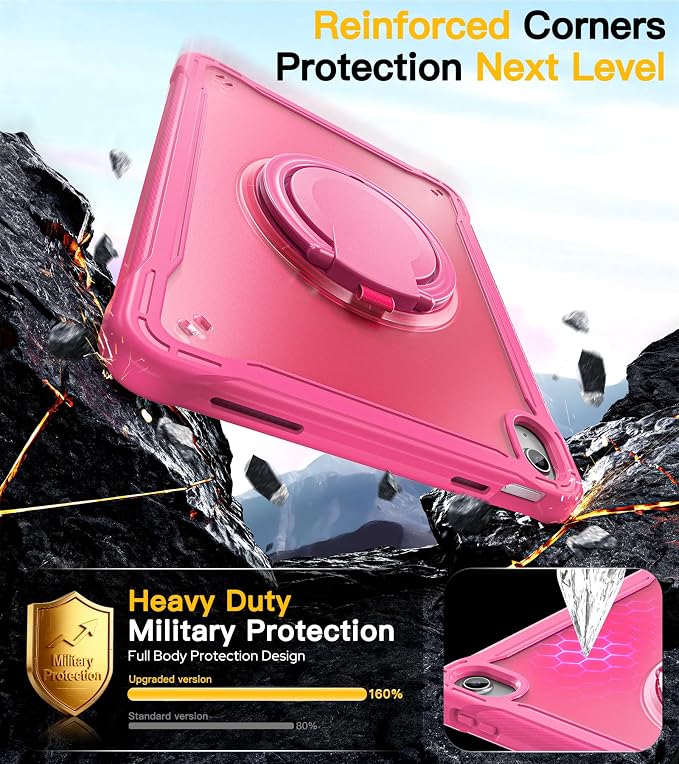 BRAECN for iPad (A16) 11th/10th Generation Case 11 inch 2025/10.9'' 2022 Handle Protective Cover 360 Rotating Ring Stand Shockproof Dropproof Case for Kids Kickstand &amp Pencil Holder &amp Shoulde