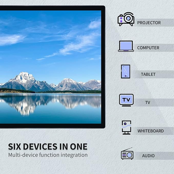 TouchWo 65-inch Interactive Touchscreen Monitor, Electronic Whiteboard Touch Screen with 4K Display, Smart Board for Home Office and Classroom, Bundled Android 14, RAM 4G & ROM 32G