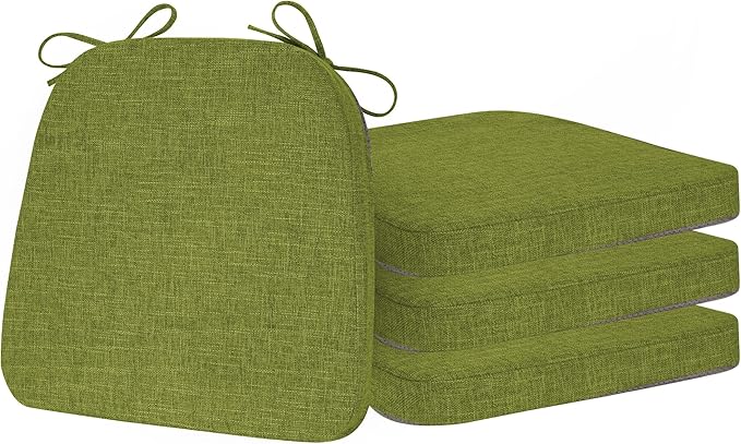 ELFJOY Chair Cushions for Dining Chairs Non Slip Chair Pads Set of 4 Seat Cushions with Ties Indoor 16.7" x 16" Green