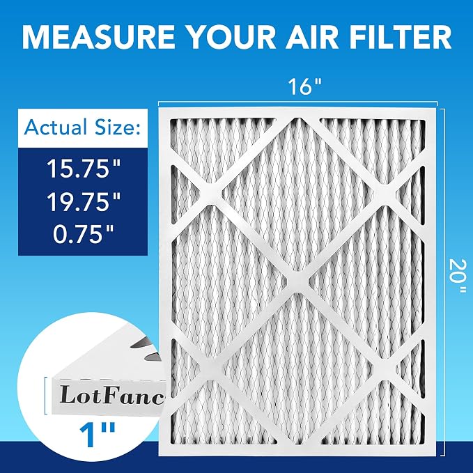 LotFancy 16x20x1 Air Filter MERV 13 6-Pack, Electrostatic Pleated HVAC Furnace