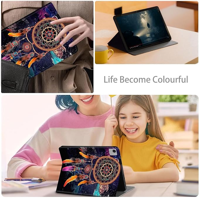 Case for iPad Air 11-inch (M4 2026 / M3 2025 / M2 2024) iPad Air 5th/4th Gen (2022/2020) 10.9 Slim PU Leather Folio Stand &amp Auto Sleep/Wake Protective Smart Cover Tree Fluorescent