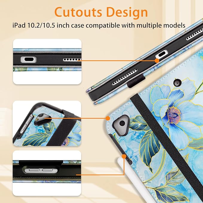 Vimorco for iPad Air 3rd Generation Case Leather iPad Pro 10.5 inch Cover | for iPad 9th/8th/7th Generation Case 10.2 Inch with Pocket&ampPencil Holder&ampHand Strap&ampMulti-Angle Animal Party