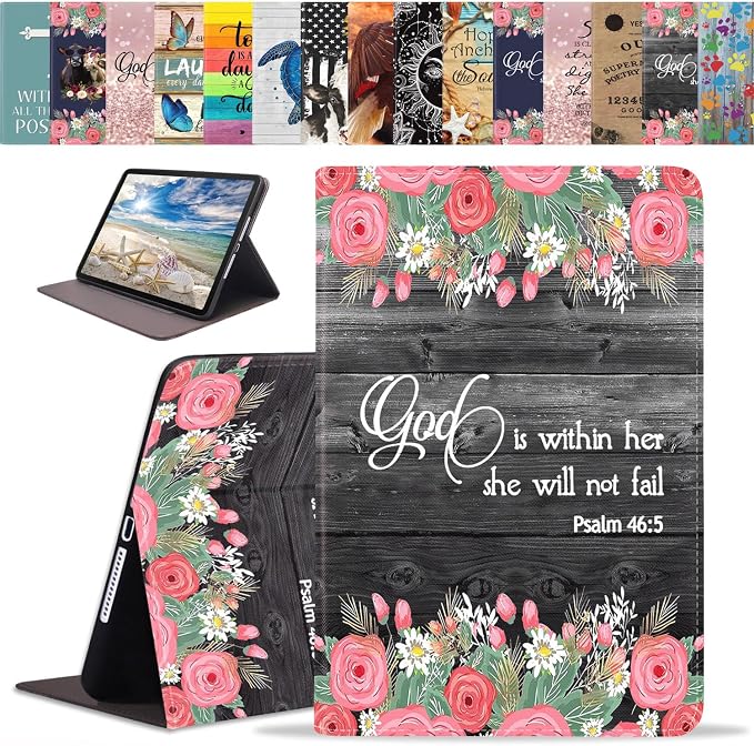 Case for iPad (A16) 11th Generation 11 Inch 2025 iPad 10th Generation 10.9 Inch 2022 Slim PU Leather Folio Smart Cover with Stand &amp Auto Wake/Sleep Bible Verse Psalm 46:10