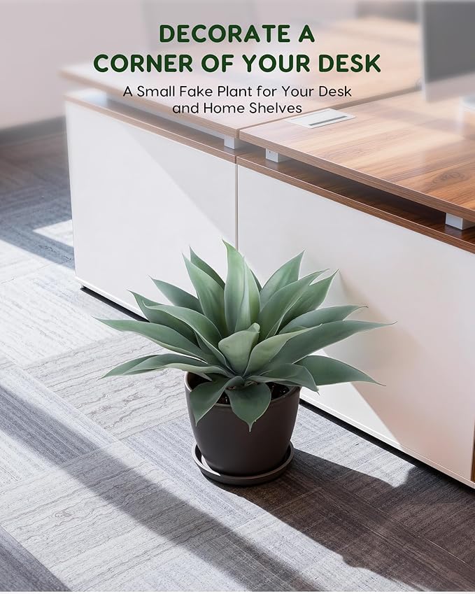 Velener Artificial Outdoor Blue Agave Plant - Small Size UV Resistant Fake Agave Plants for Indoor and Outdoor Decor(18 Inch)-2 Pack