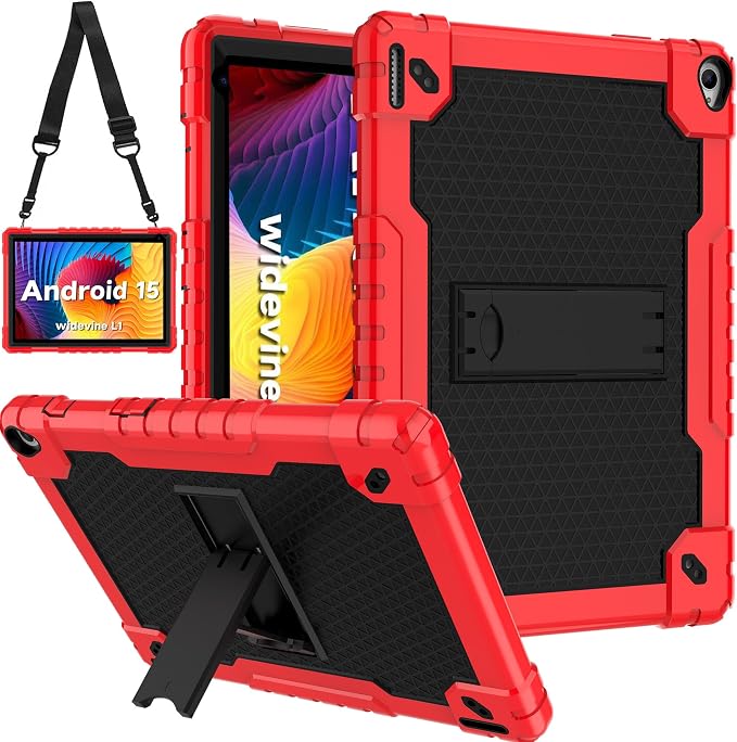 for YQSAVIOR Tab CP10 10.1 CaseHeavy Duty Shockproof with Shoulder Strap Kickstand Hybrid Kids Friendly Cover for Coopers Model CP10 10.1 inch Tablet (Black)