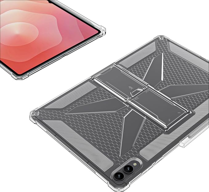 Clear Case for Samsung Galaxy Tab A11 8.7 2025 with Pencil Holder/Kickstand Soft TPU with Reinforced Corners‌ Shockproof Impact Resistant - Clear