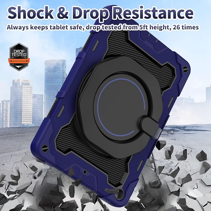 for iPad 9th 8th 7th Generation Case(iPad 10.2 inch) for Kids | 15ft Drop Protection Rugged with 360 Kickstand Handle Shoulder Strap，HD Screen Protector，Shockproof (2021/2020/2019 Release)