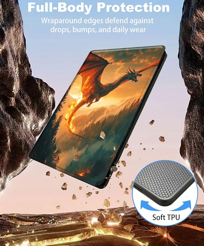 for iPad 11th Generation (A16 2025) 11 / iPad 10th Gen 10.9 2022 Case 360° Rotating PU Leather Stand Cover with Auto Sleep/Wake Shockproof TPU Backl Two Dragons Fighting