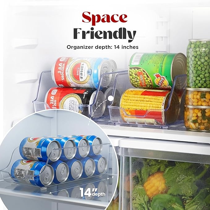 Utopia Kitchen Soda Can Organizer and Dispenser for Refrigerator/Pantry - Durable Can Storage Organizer Fridge & Kitchen Organization - (Clear, Set of 2)