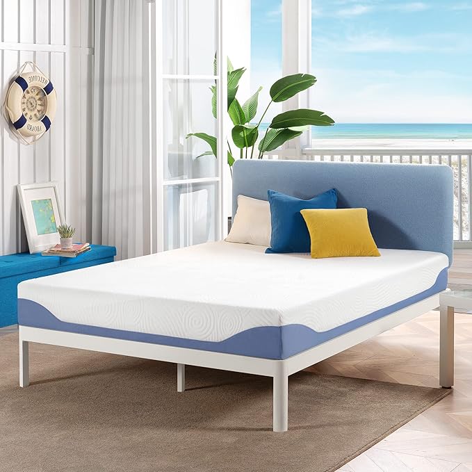 Mellow 8 Inch Cooling Gel-Infused Memory Foam Bed Mattress, Medium Firm Sleep and Breathable Fabric Cover, King , Mattress In A Box
