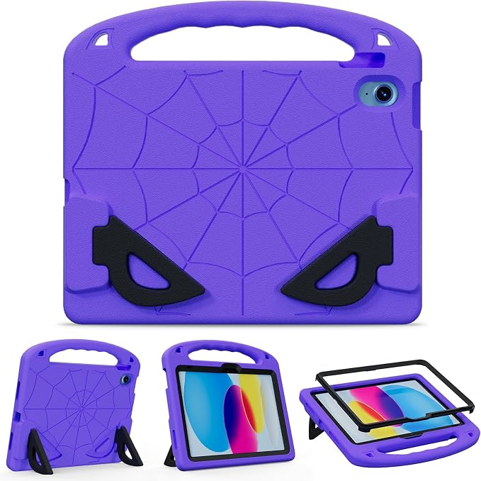 Kids Case for iPad A16 11th/ 10th Generation (2025/2022 Model) | iPad 11/ iPad 10 Full-Body Drop Protection cover with Screen Protector EVA Shockproof Handle Stand Black