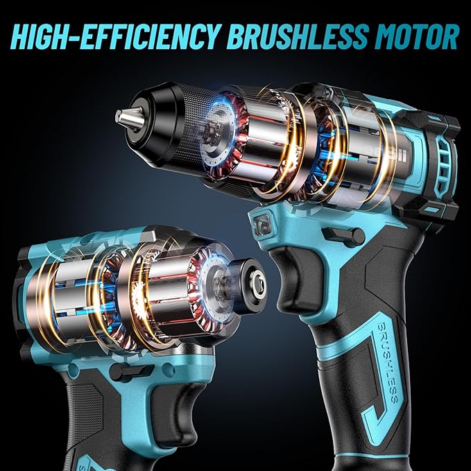 SEESII 21V Max Cordless Drill and Impact Driver, Power Tool Combo Kit Included 3/8'' Drill & 1/4'' Impact Driver, 2x 4000mAh Battery, Fast Charger, 20 pcs Driver Bit Set & Bag