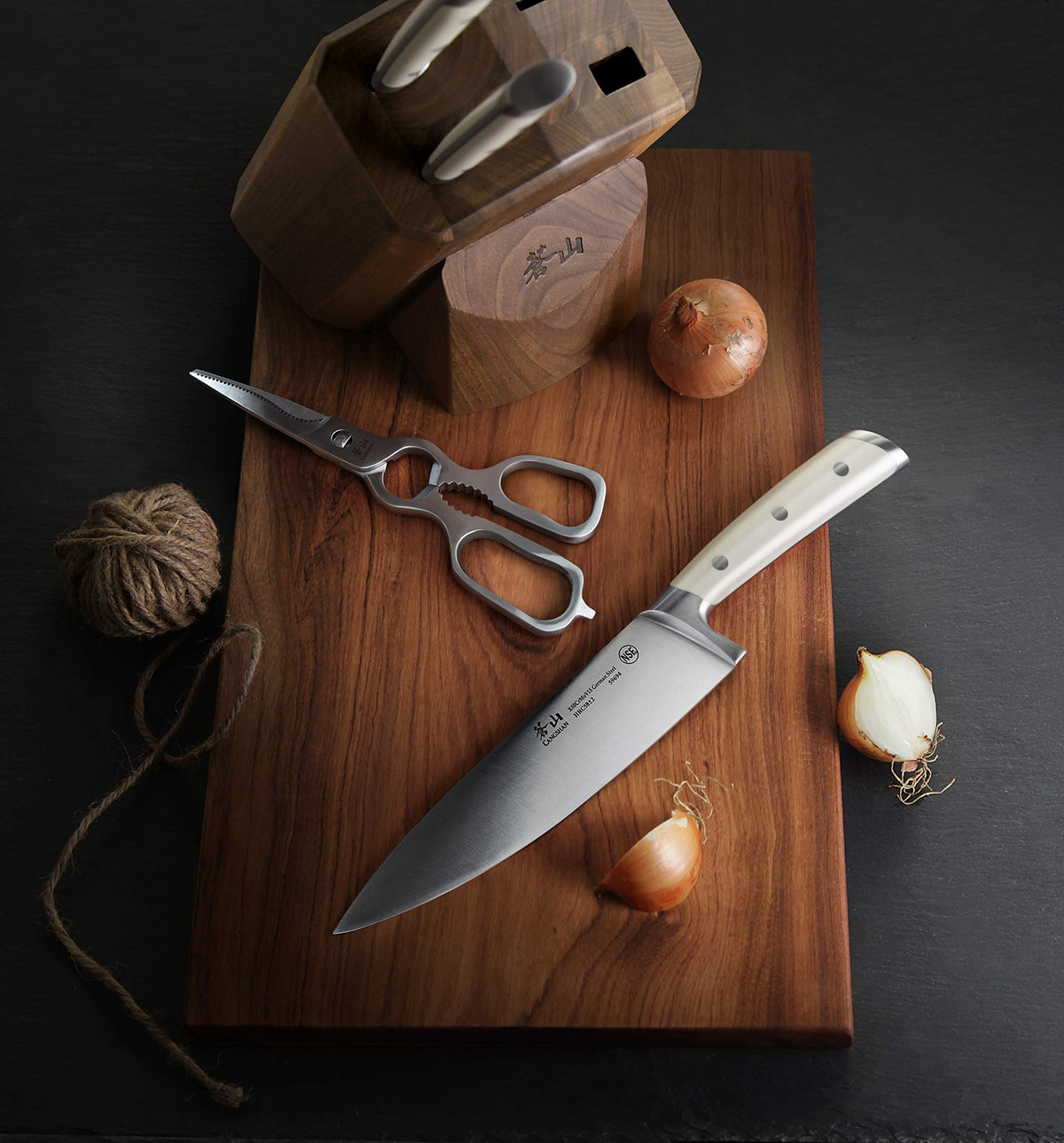 Cangshan S1 Series 1022568 German Steel Forged 5-Piece Starter Knife Block Set, Walnut