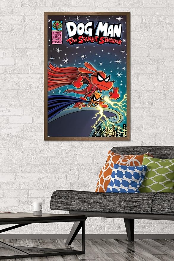 Dog Man - The Scarlet Shedder Wall Poster, 34L" x 22.4W", Bronze Framed Version