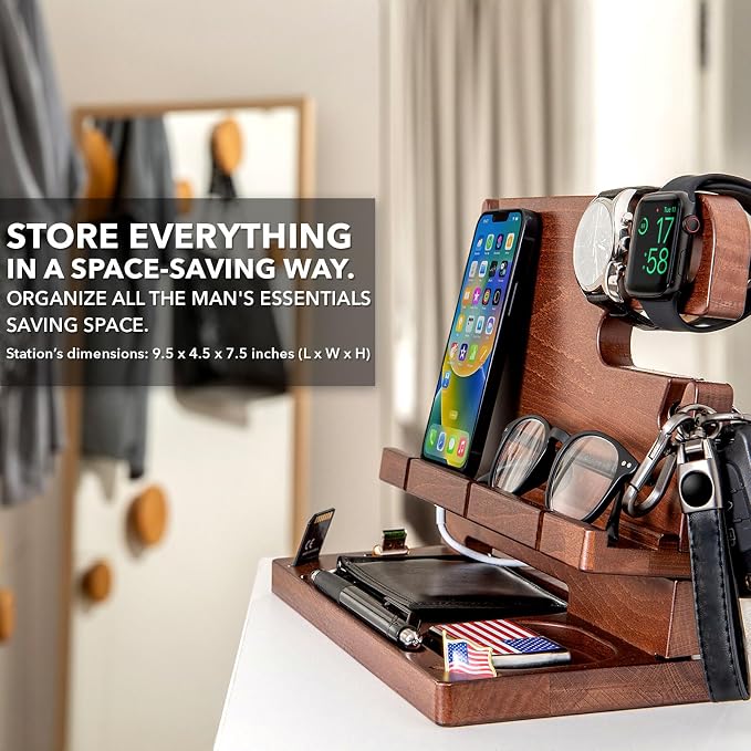 Greta Oto Wooden Personalized Docking Station gift for men Fathers Day Gift Personalized Gifts