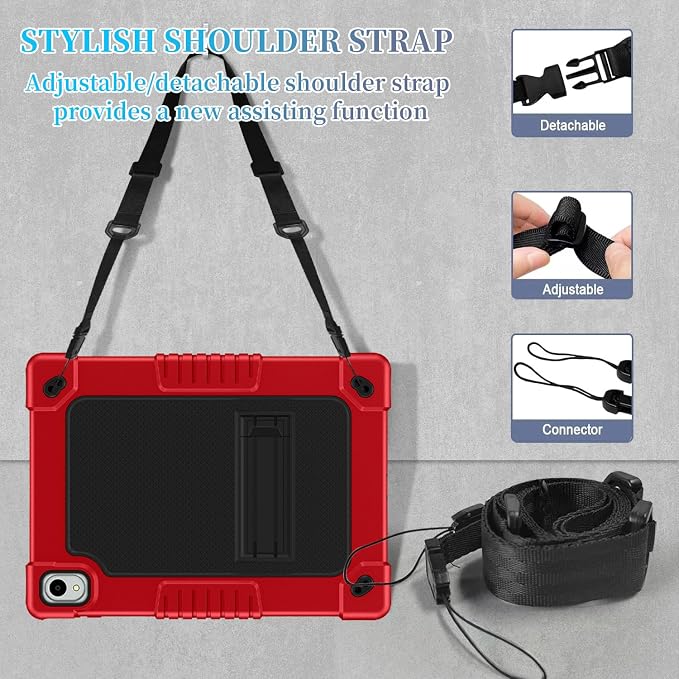 Compatible with Walmart Onn.11 Tablet Pro Case 2024 (Model:100146660) Silicone Hard Back Hybrid Cover Built in Kickstand Shoulder Strap Case for Onn 11 Tablet Pro 11 inch (Black)