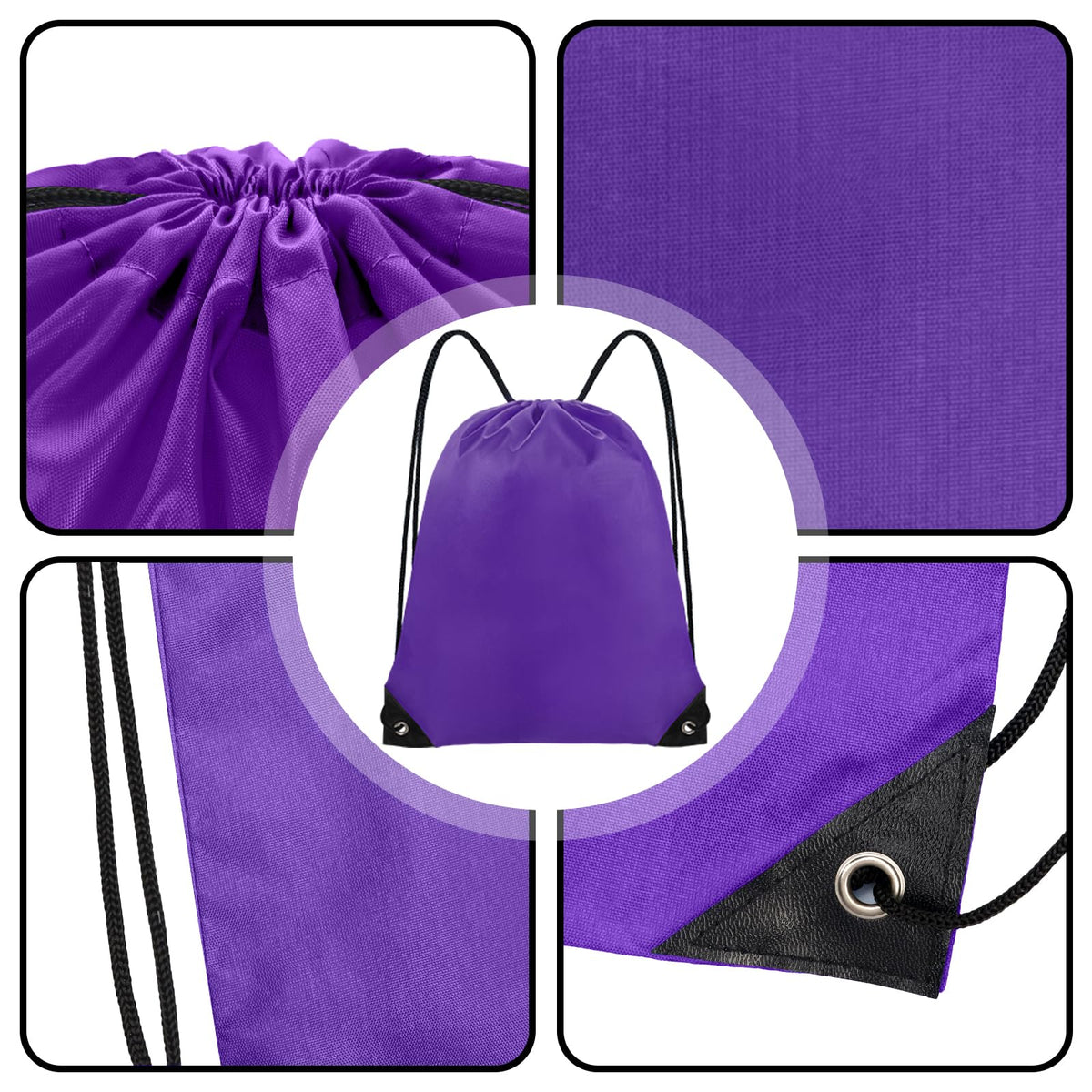 Grneric Drawstring Backpack Bulk 70Pcs String Backpack Drawstring Bags Cinch Bag Sackpack for Men Women Gym(Purple)