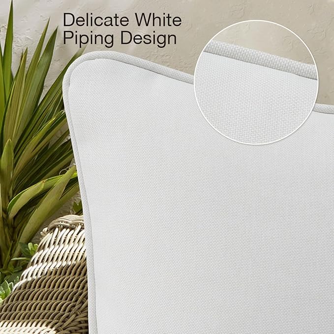 Decorative Outdoor Water Repellent Throw Pillows with Inserts, Set of 4, 20" x12" Pillows for Patio, Backyard, Bed, Couch, and Patio Furniture, Linen