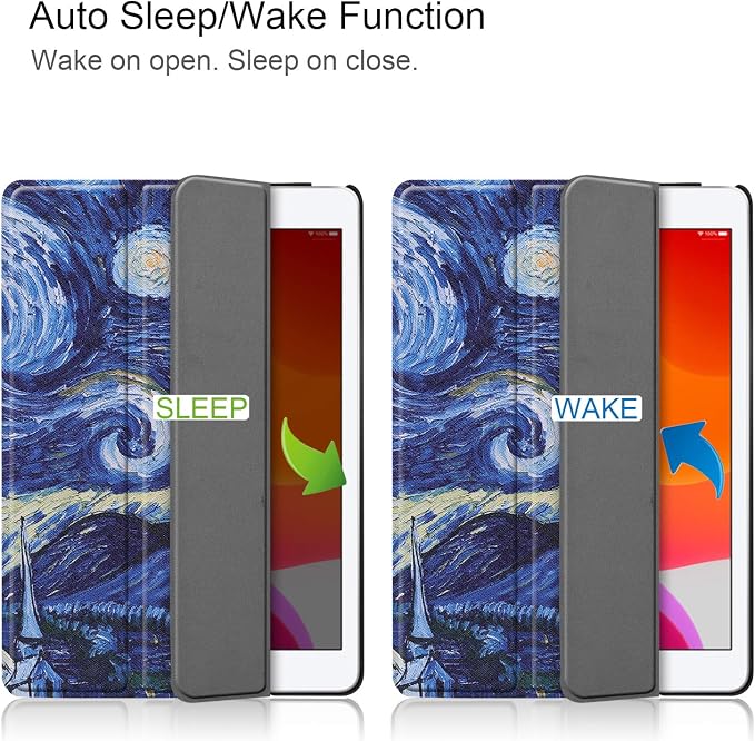 for Apple iPad 10.2 Case 9th/8th/7th Generation Cover (2021/2020/2019) with Auto Wake/Sleep Ultra Thin Lightweight Trifold Stand Folio PU Leather &amp Hard Back Hybrid Cover Almond Blossom