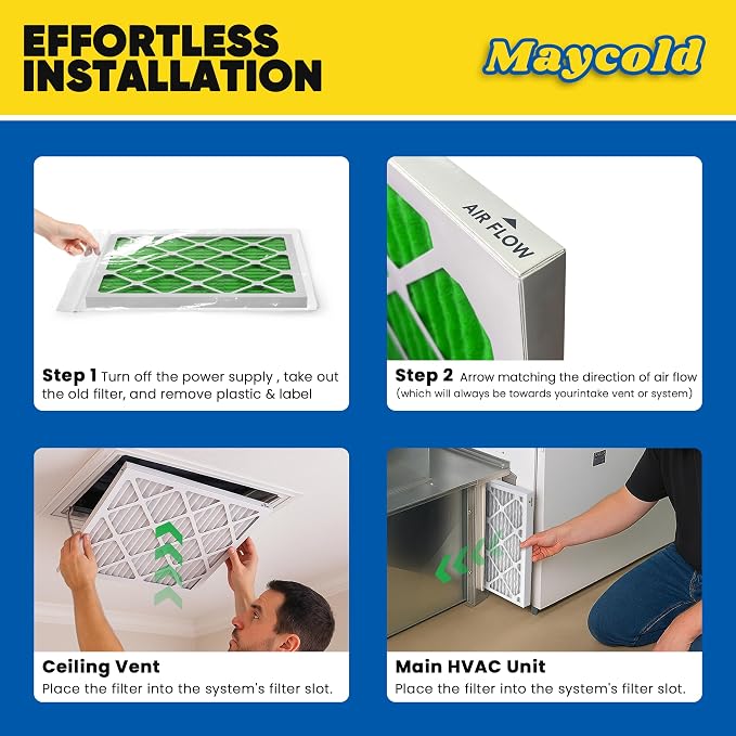 Maycold MERV 13 10x10x1 Air Filter, High-Efficiency Pleated AC & Furnace Filters